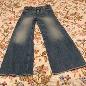Gap Girls Wide Leg Button Fly Jeans with Raw Hem